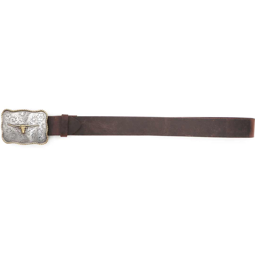 AndWest Men's Scalloped Longhorn Western Buckle Belt