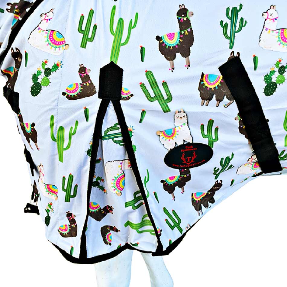 Tech Equestrian Llama Print Fly Sheet with Attached Hood