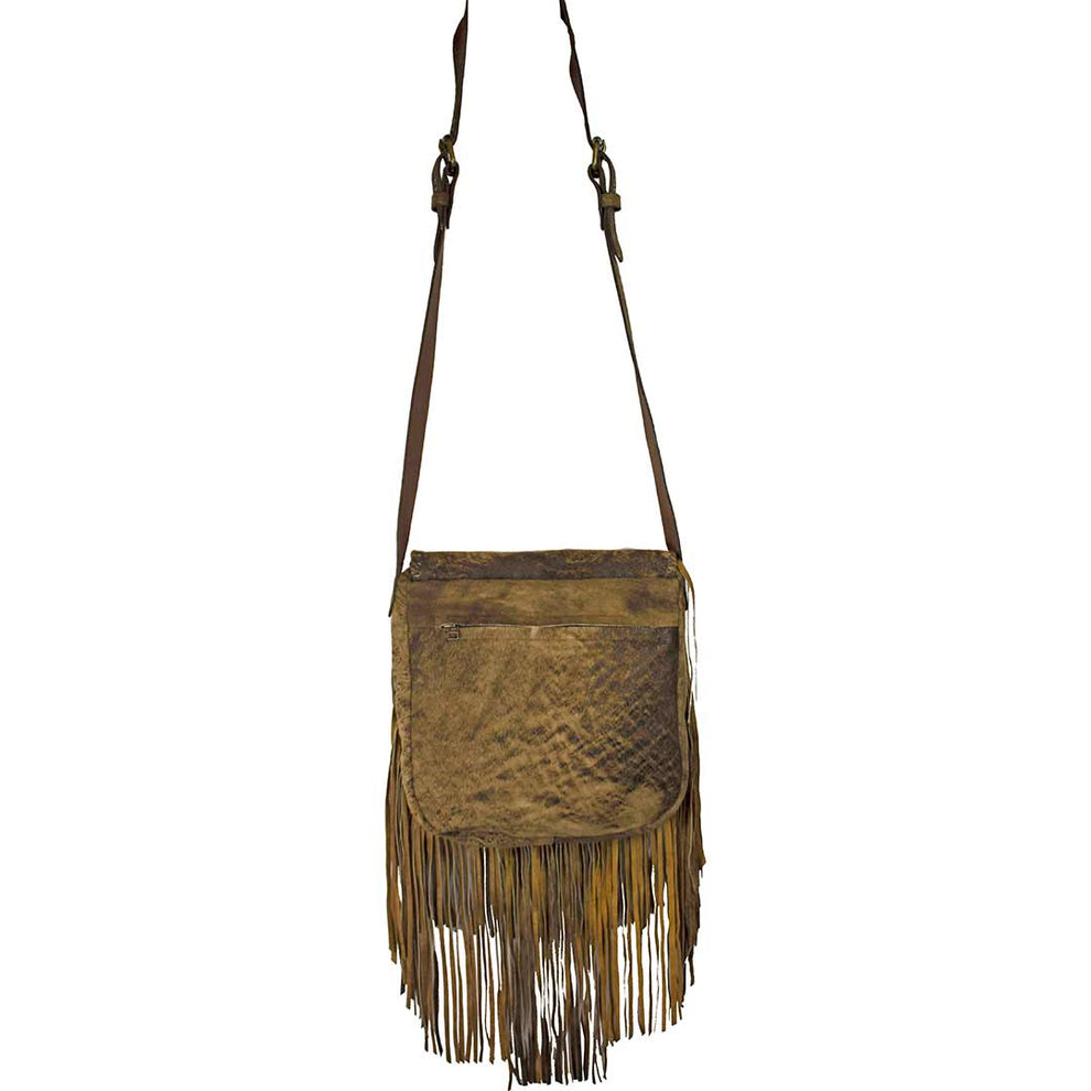 Juan Antonio Nubuck Suede Layered Fringe Shoulder Bag