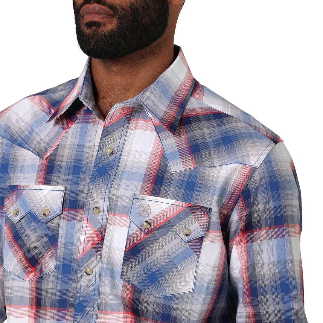 Wrangler Men's Retro Sawtooth Pocket Plaid Snap Shirt