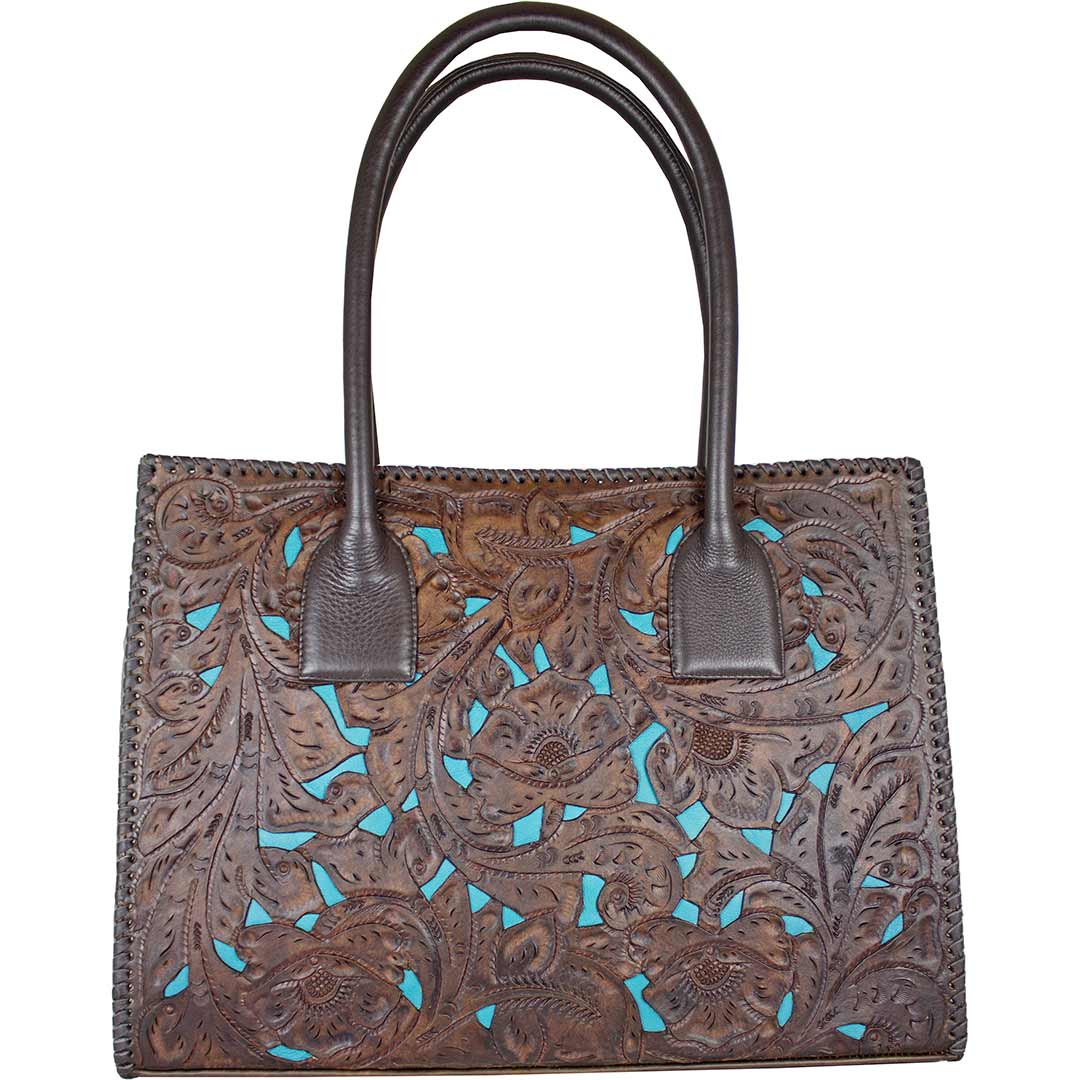 Juan Antonio Hand Tooled Inlay Leather Tote Bag