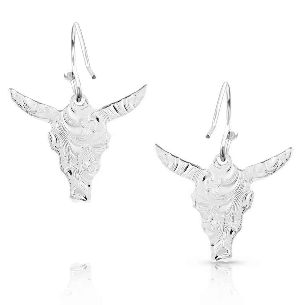 Montana Silversmiths Chiseled Steer Head Earrings