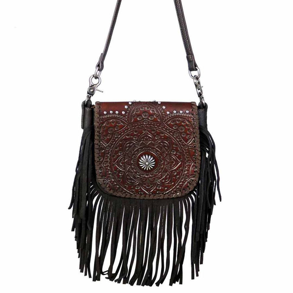 Montana West Women's Real Leather Mandala Crossbody Purse