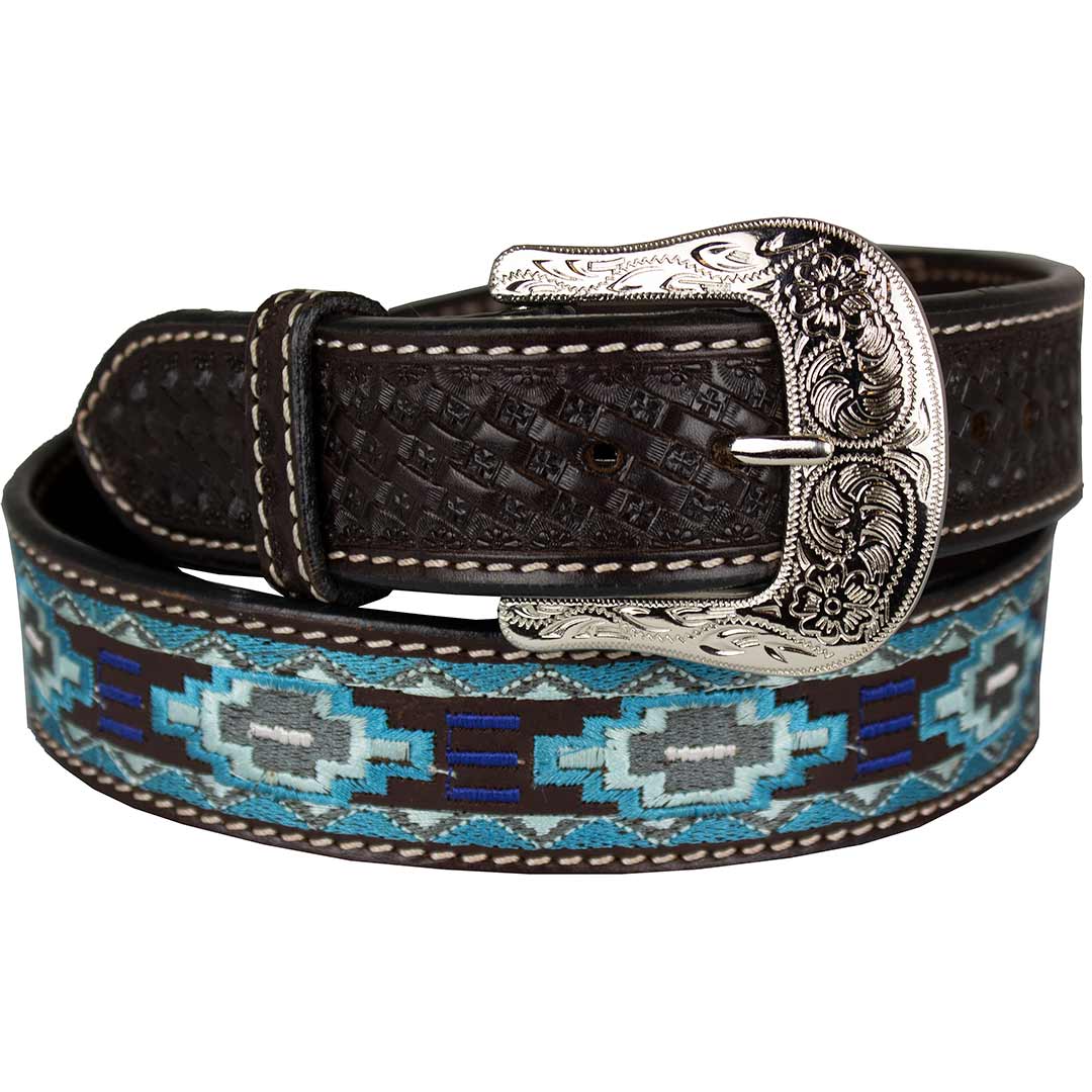 Ranger Belt Co. Men's Aztec Embroidered Leather Belt