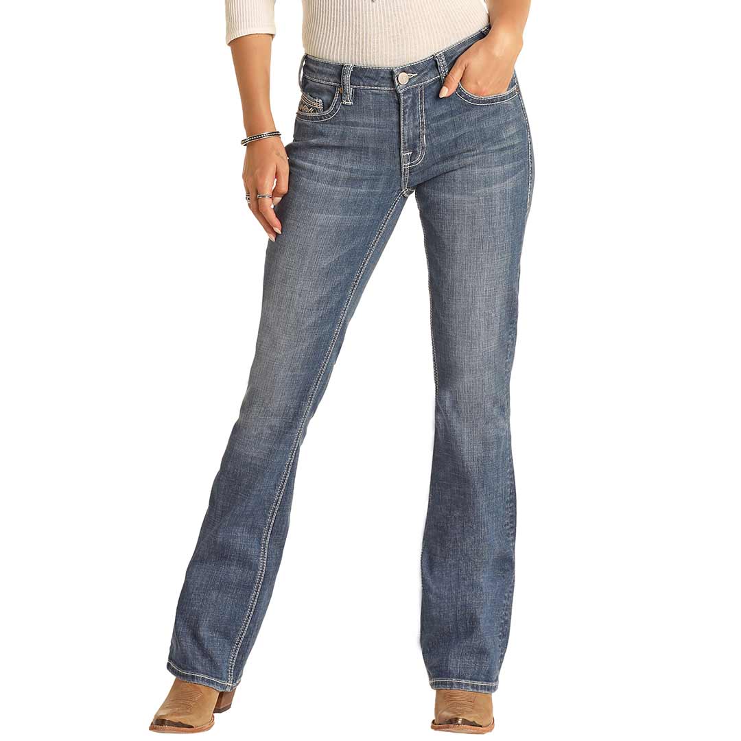 Rock & Roll Cowgirl Women's High Rise Bootcut Jeans RRWD4HR1BS