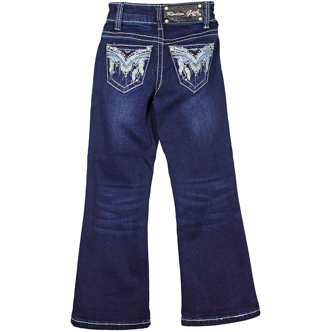 Rodeo Girl Girls' Feather Pocket Bootcut Jeans