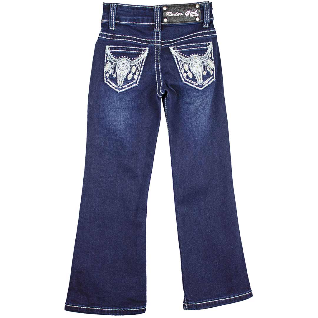 Rodeo Girl Girls Steer Head Bootcut Jeans Dark Wash