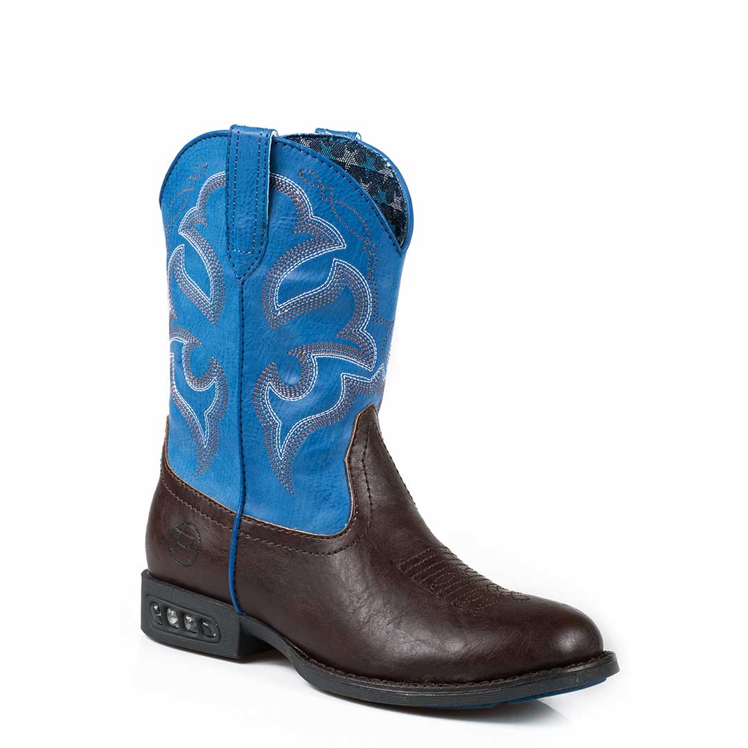 Roper Little Kids Brown Vamp And Blue Shaft Western Boots