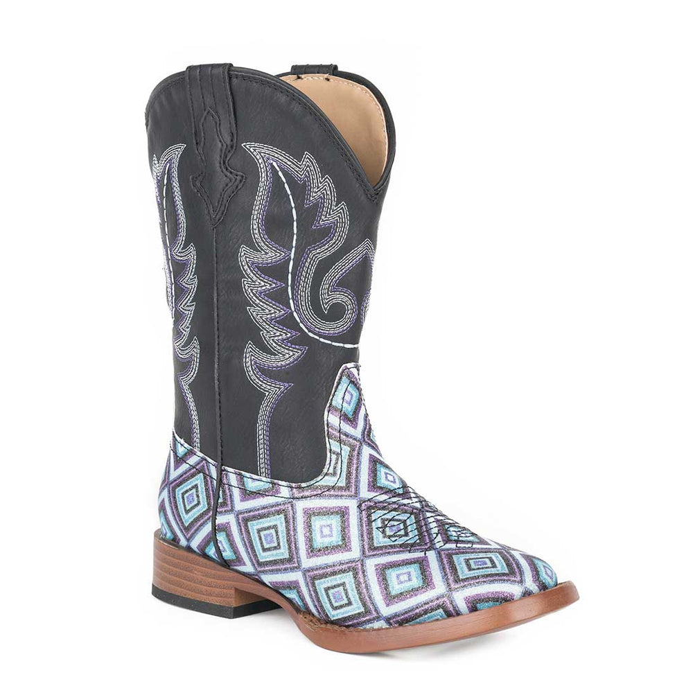 Roper Girl's Glitter Diamonds Square Toe Cowgirl Boots