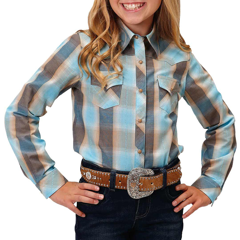 Roper Girls' Plaid Snap Shirt