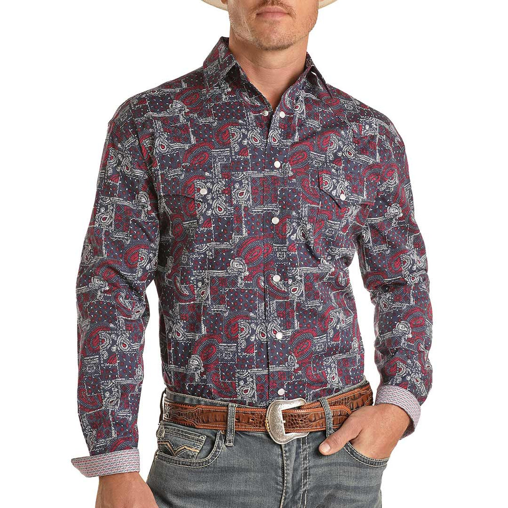 Rough Stock Men's Patchwork Paisley Snap Shirt | Lammle's