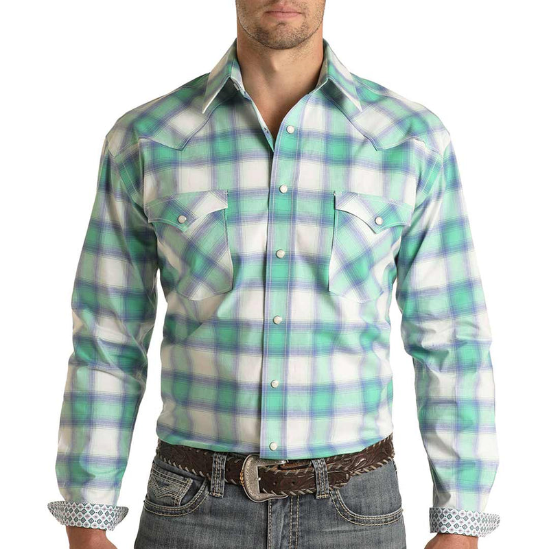 Rough Stock Men's Plaid Snap Shirt