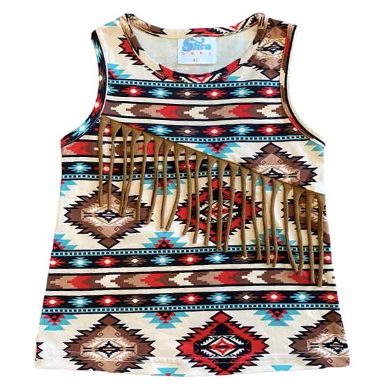 Shea Baby Toddler Girls' Aztec Fringe Tank Top