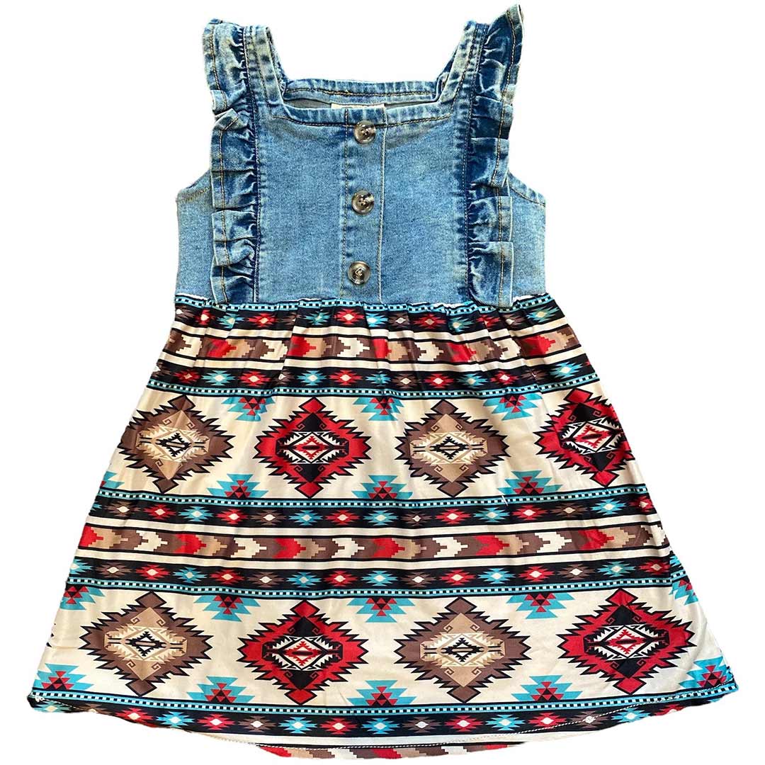 Shea Baby Toddler Girls' Denim & Aztec Dress