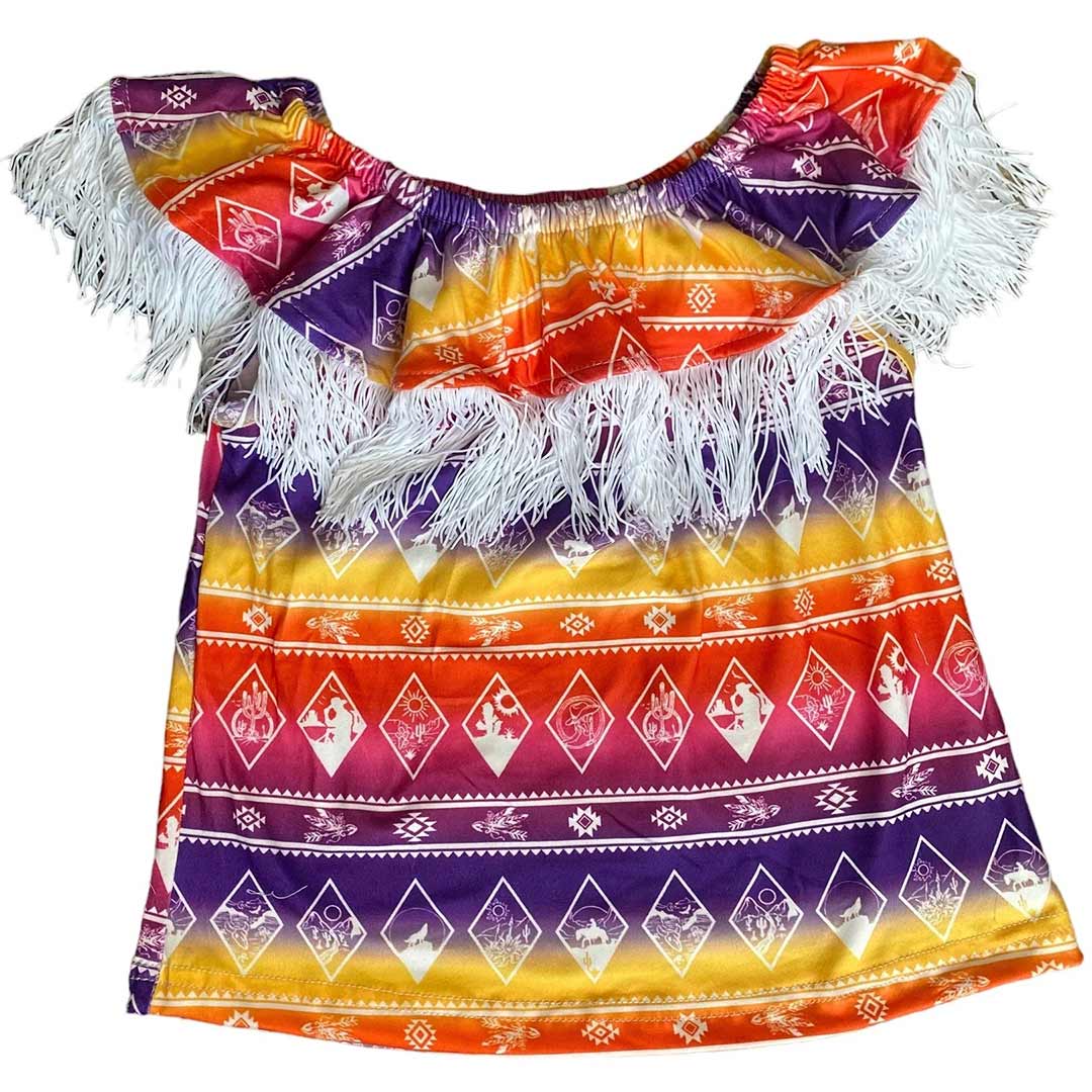 Shea Baby Toddler Girls' Neon Aztec Fringe Shirt