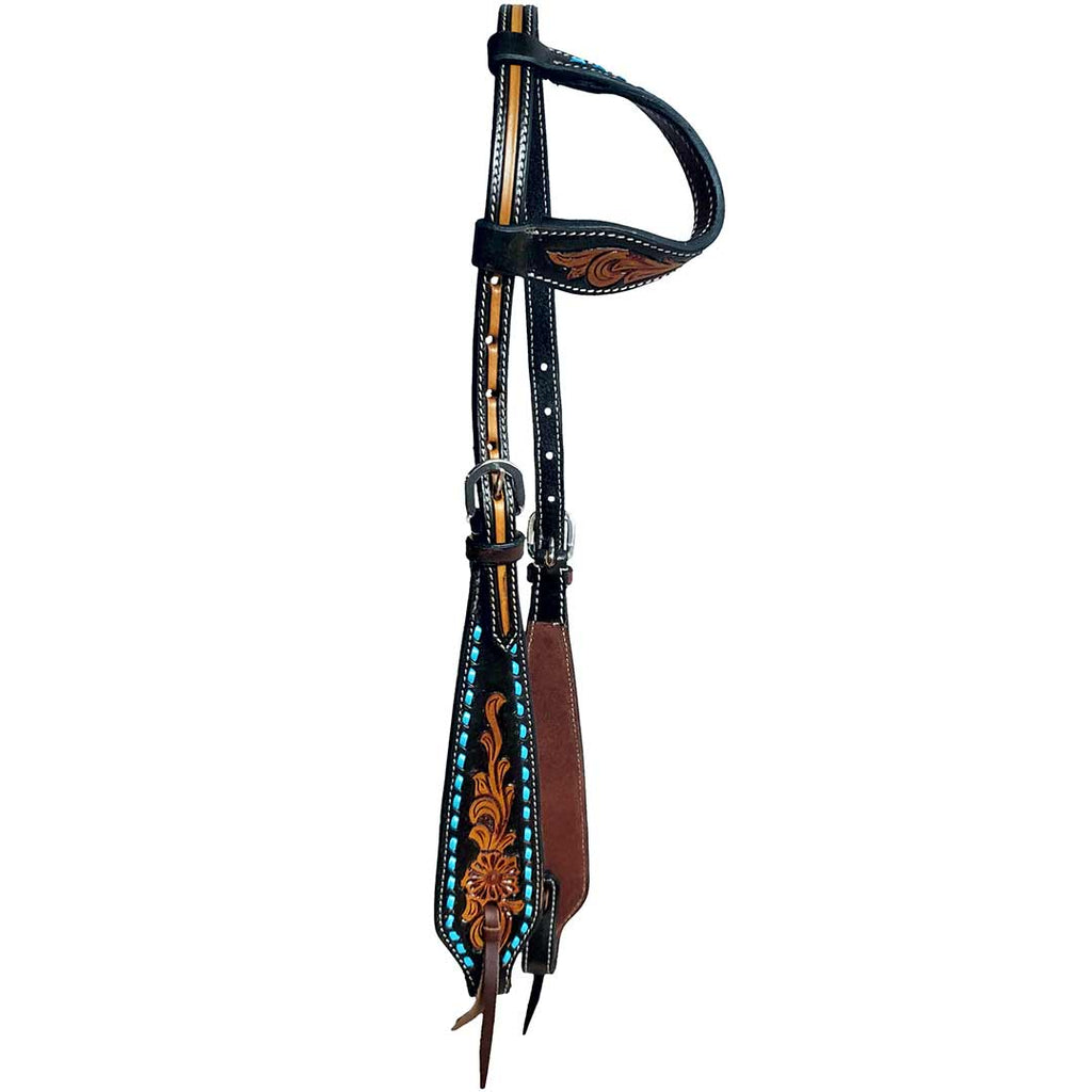 Medium Oil Basketweave Thunderbird Browband/one Ear Tack Set -  Ireland