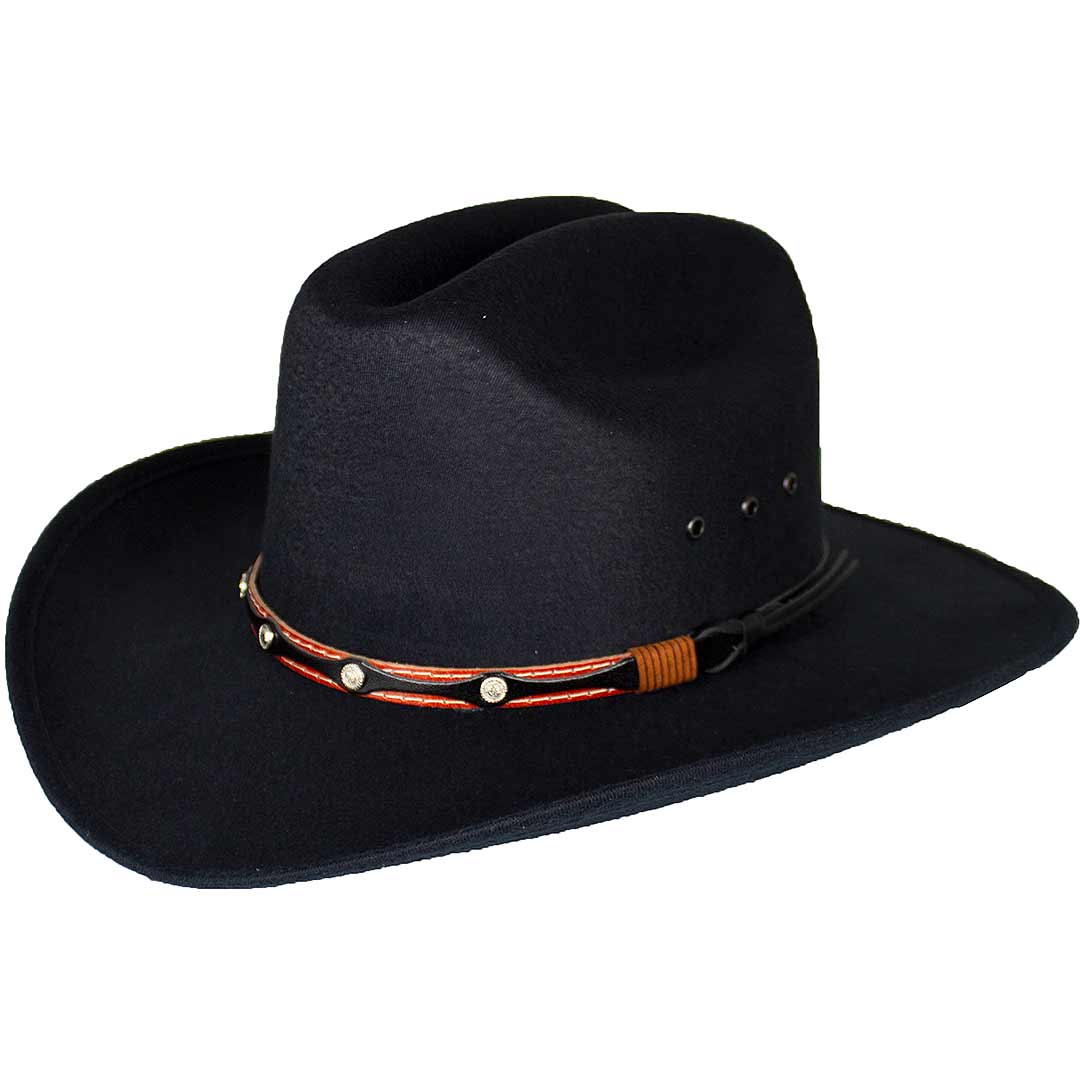 Black Faux Felt Western Wide Cattleman Hat - Western Express