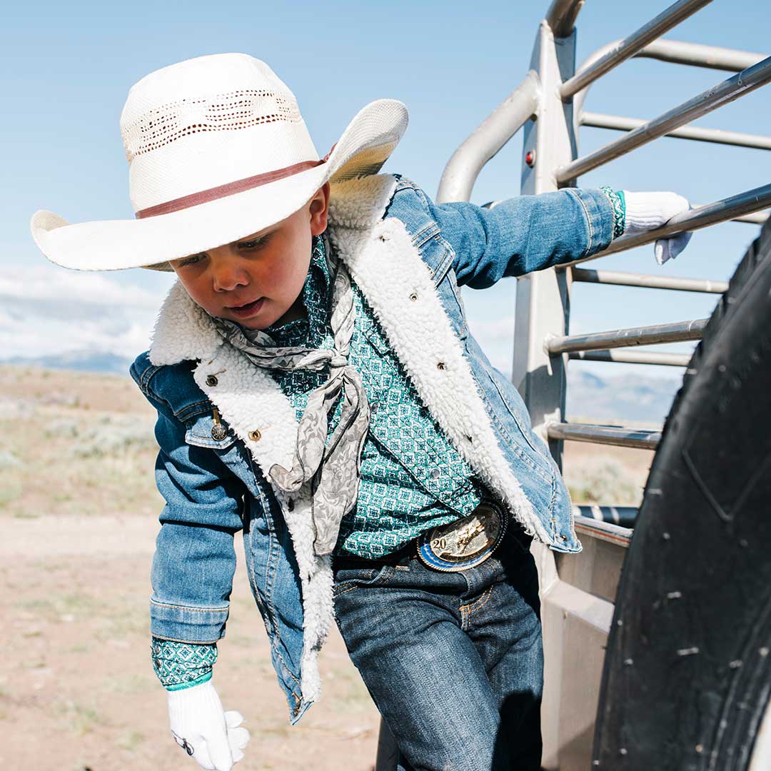 Sherpa lined store denim jacket boys