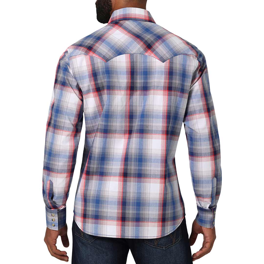 Wrangler Men's Retro Sawtooth Pocket Plaid Snap Shirt