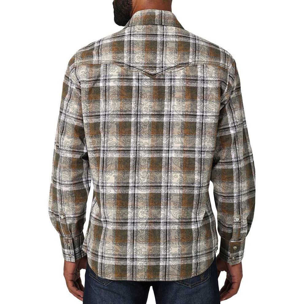 Wrangler Men's Rock 47 Floral Plaid Snap Shirt